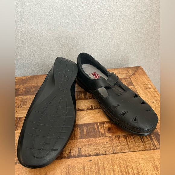 SAS Roamer Slip On Loafer Black Leather Strap Tripad Comfort Shoe Size 12 - Picture 3 of 7